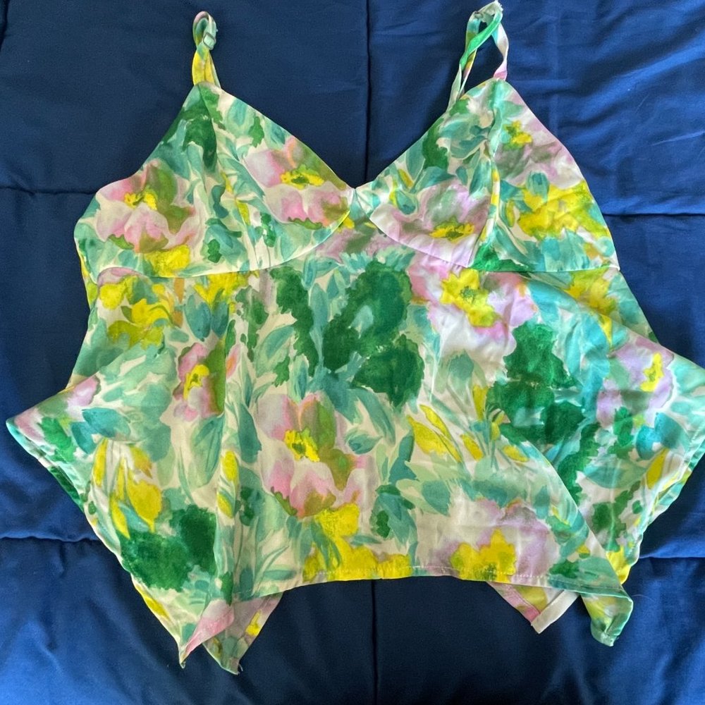 Flowery green strappy top